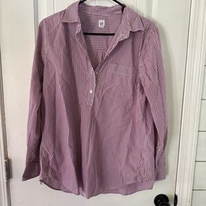 GAP Women's purple and White Striped Button Down Shirt